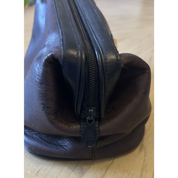 Vintage HCL Mens Toiletry Handcrafted Leather Monogram Travel Bag Shave Kit RARE - Picture 9 of 16